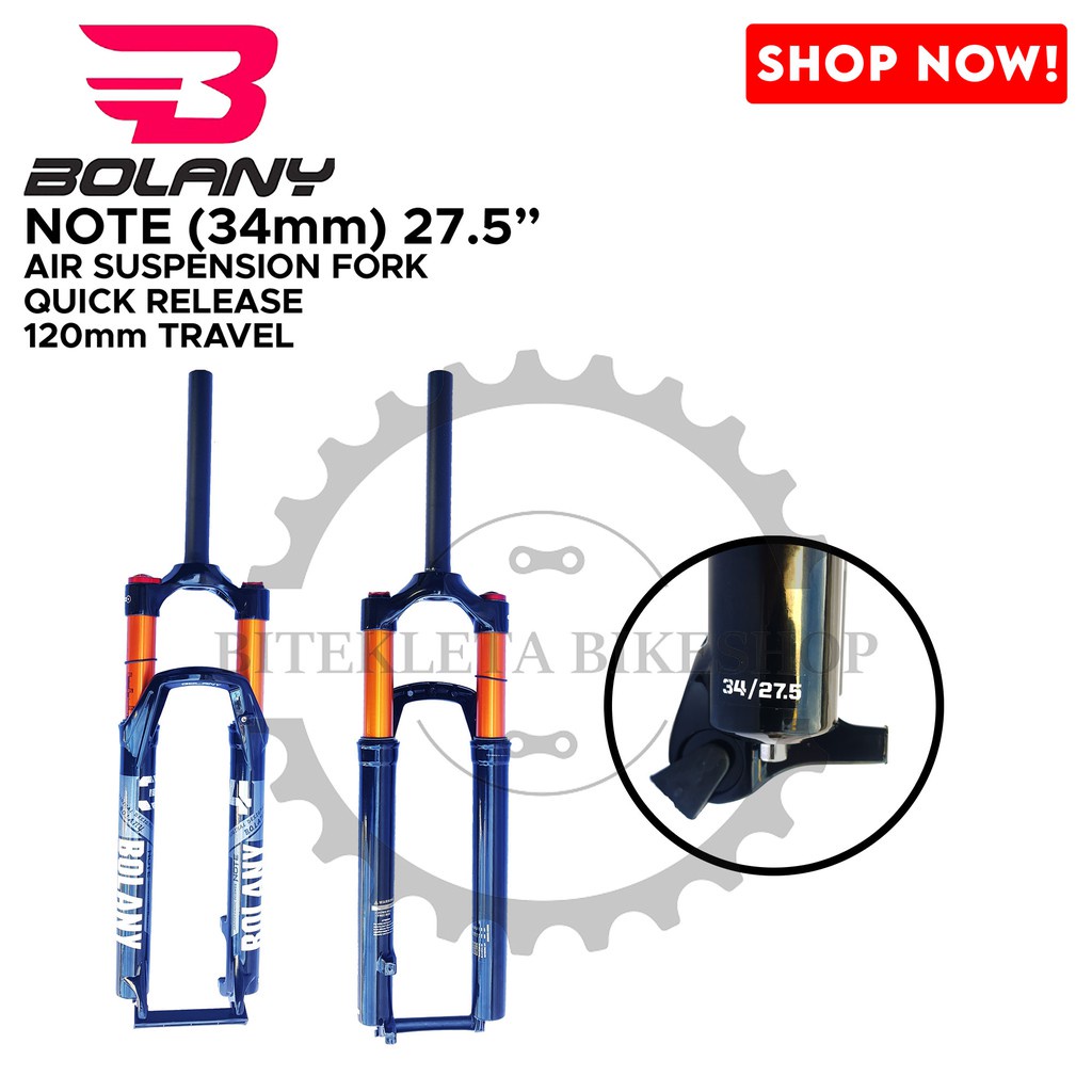 BOLANY NOTE AIR FORK 120MM 34MM STANCHION 27.5 29ER NON TAPERED FOR MOUNTAIN BIKE Shopee