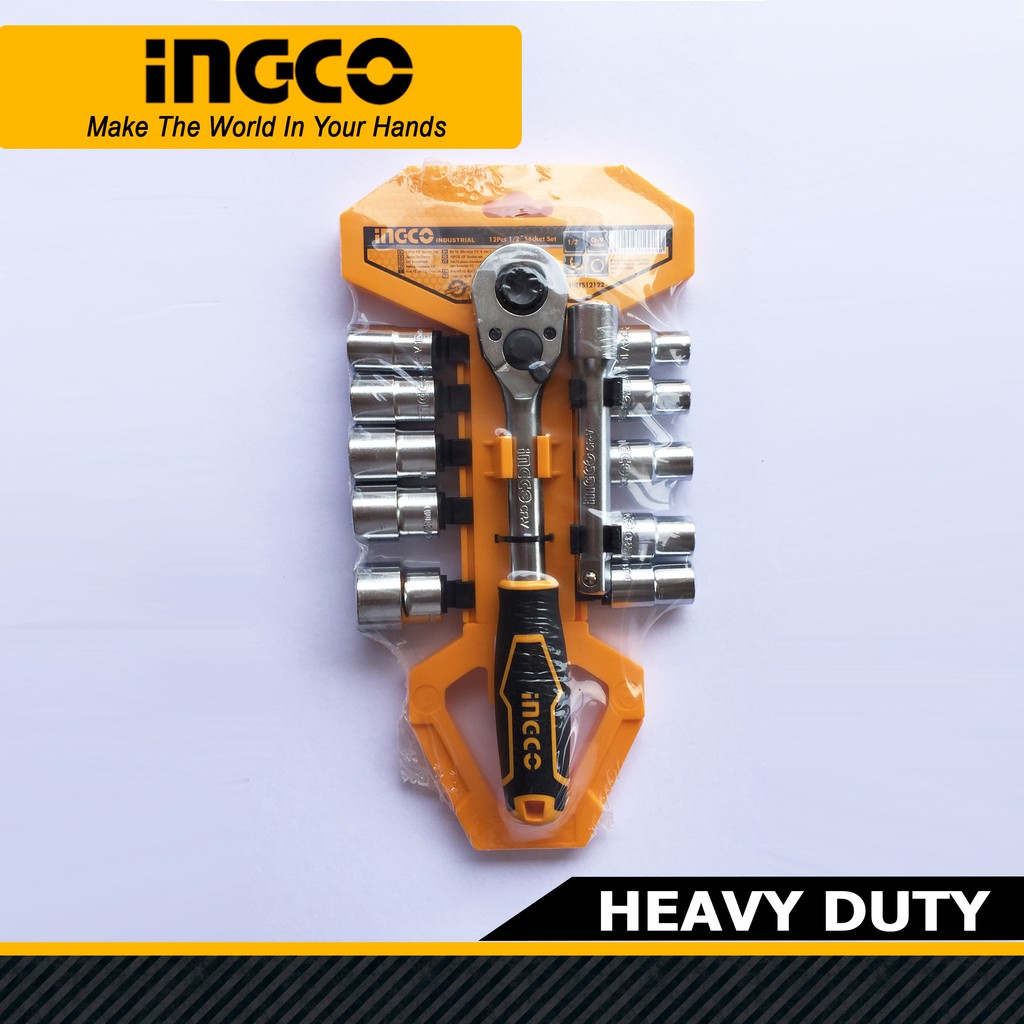 INGCO Socket Wrench Set 1/2" 12pcs HKTS12122 1/2 Drive Shopee Philippines