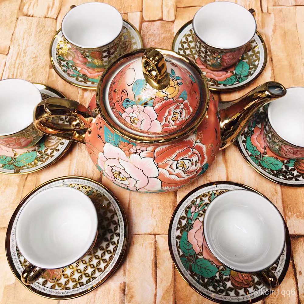 DlN6 Annil European Fantasy Teacup and Teapot Set Ceramic Tea Set Porcelain Teapot Retro Style