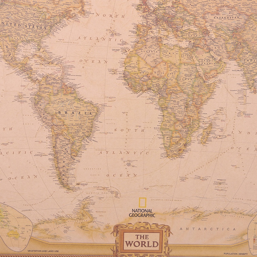 DLKKLB Vintage Retro Matte Kraft Paper World Map Antique Poster Wall ...