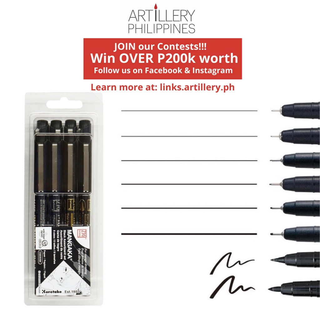 Zig 0.1mm Cartoonist Mangaka Nib Marker, Black, Pack Of 12
