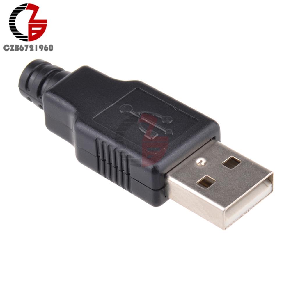 10pcs Usb20 Type A Plug 4 Pin Male Adapter Connector 4pin Usb Jack With Black Plastic Cover 7731