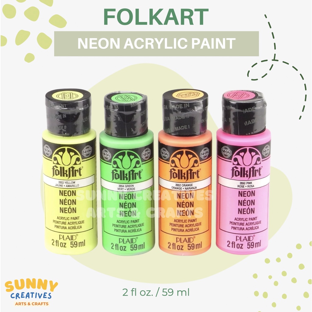 FOLKART Neon Acrylic Paint Neon Backlight Matte Finish 2fl oz