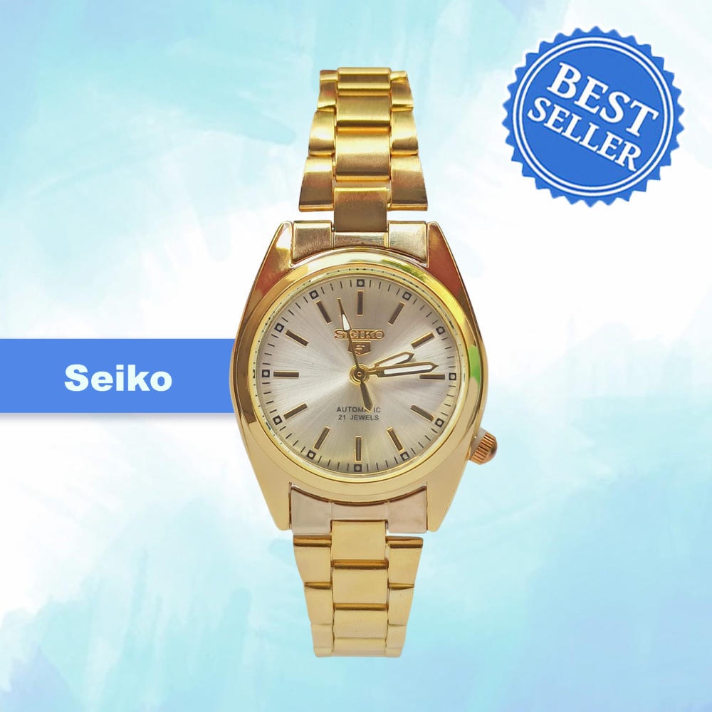 Seiko 5 Automatic 21 Jewels All Gold Stainless Steel Watch for