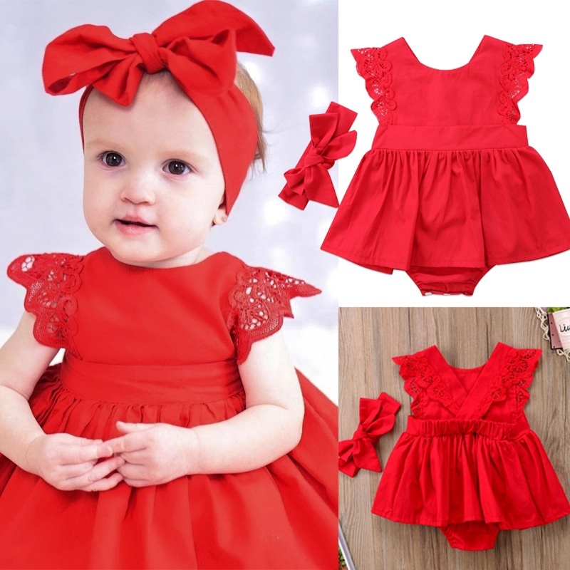 Red colour baby dress sales