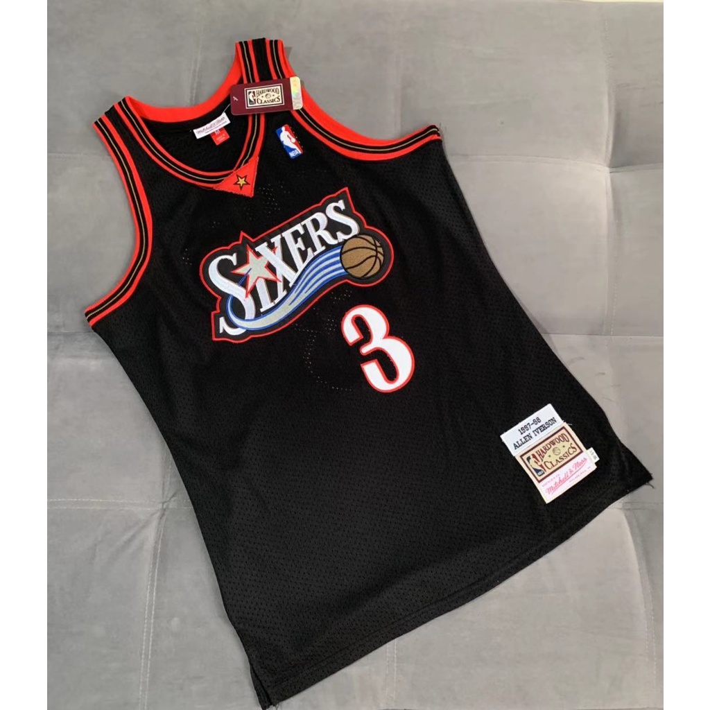 Mens 1997-98 Philadelphia 76ers #3 Allen Iverson Hardwood Classics ...