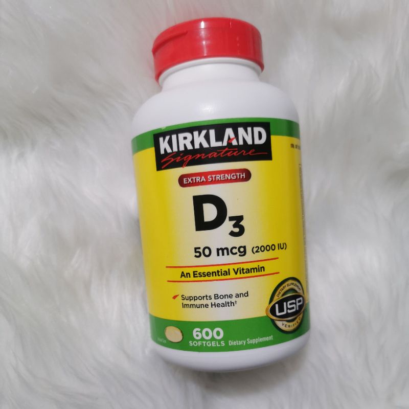 KIRKLAND SIGNATURE Maximum Strength Vitamin D3 2000 I.U. 600 Softgels ...