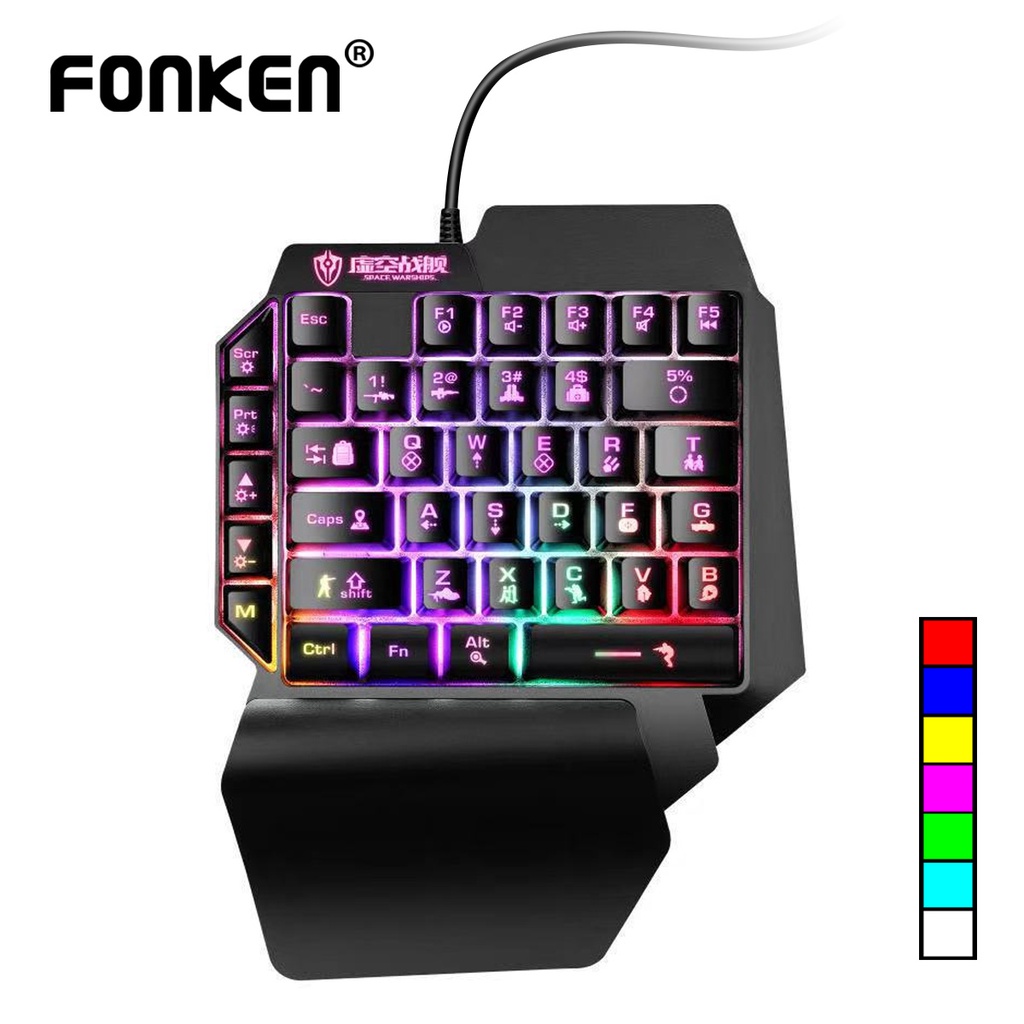 Fonken One-Handed Mechanical Gaming Keyboard Rgb Backlit Portable Mini ...