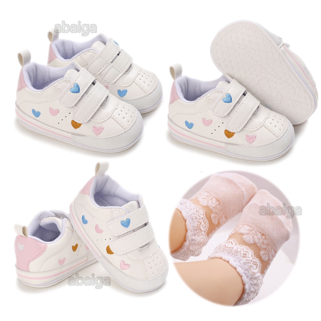0 18 Months Fashion White Love Rubber Sole Shoes Princess Baptismal Shoes for Baby Girl Cute Sport Sneakers Birthday Gift Shopee Philippines