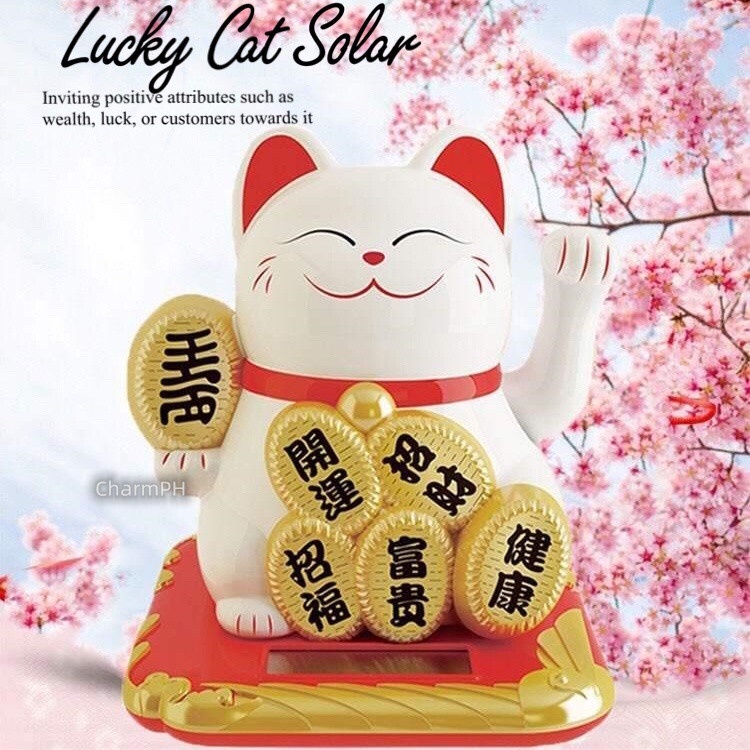 Wave Hand Cat Maneki Neko Lucky Cat Solar Waving Cats Good Luck