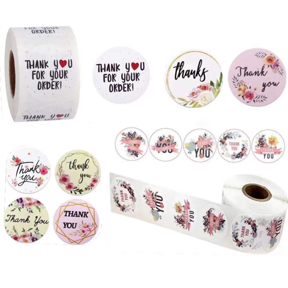 cute fashion THE NEW 1Roll 500pcs Thank You Flower Round Seal Sticker ...