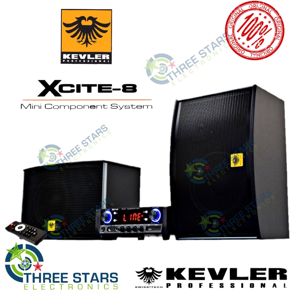 Kevler Xcite 8 Mini Component System 150 watts x 2 2x8 2 way Bass