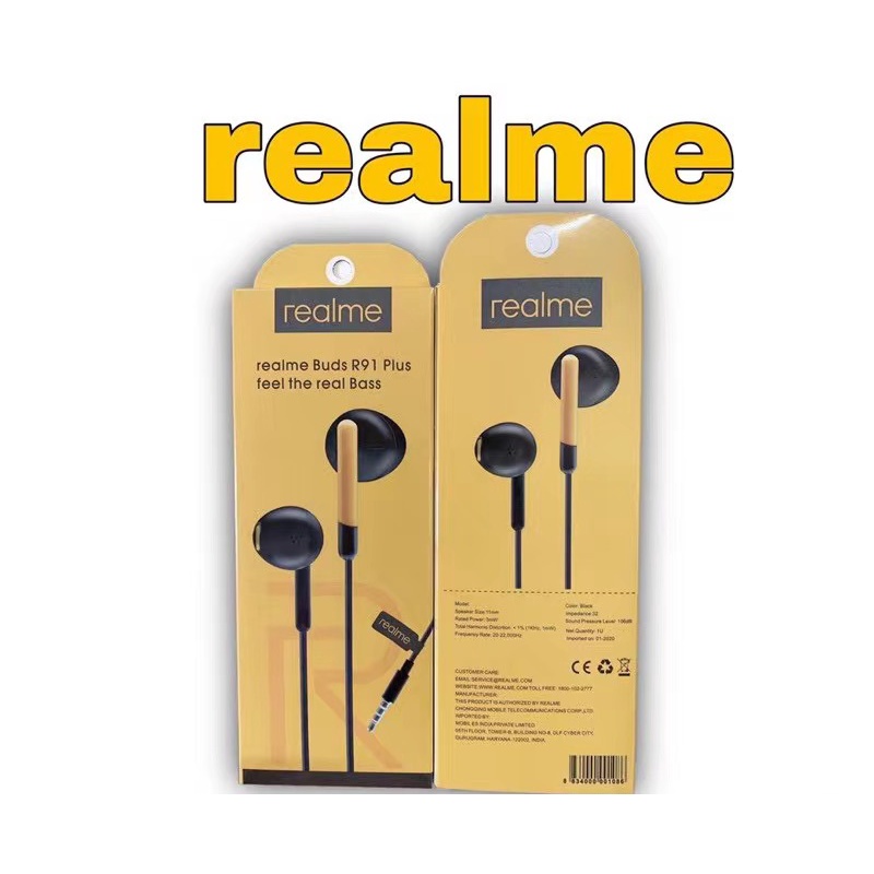 Realme Earphone Double Speaker 35mm Dual Drive Stereo Earbuds With Mic