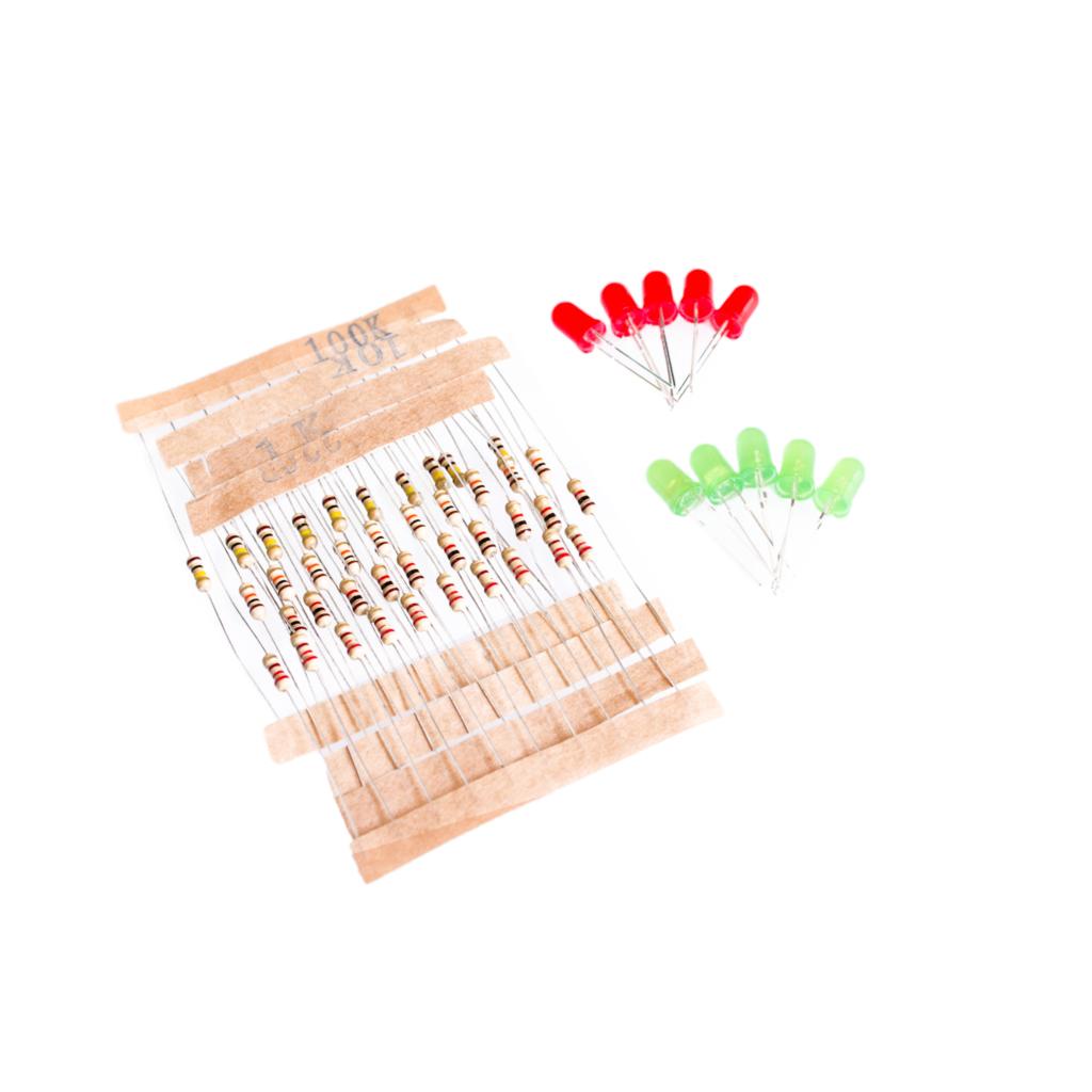 50pcs 1K 10K 100K 220 Ohm 1/4W Metal Film Resistor and Led KIT for ...