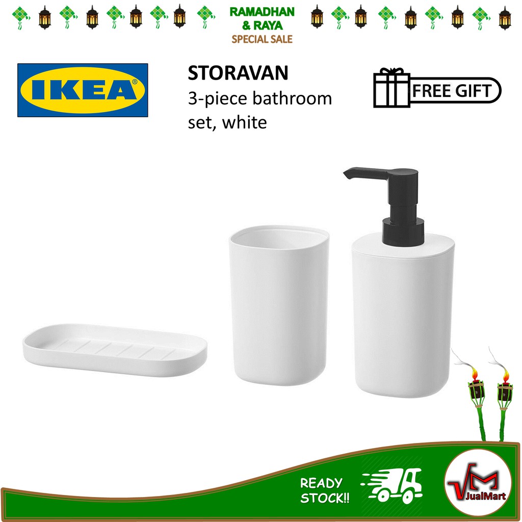 STORAVAN 3 piece bathroom set white soap dispenser toothbrush holder ...