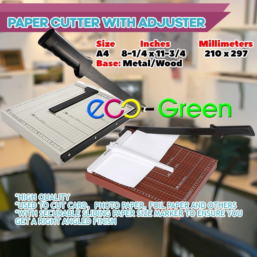 A4 size Paper Cutter Metal Base Wood Base with paper adjuster | Shopee ...