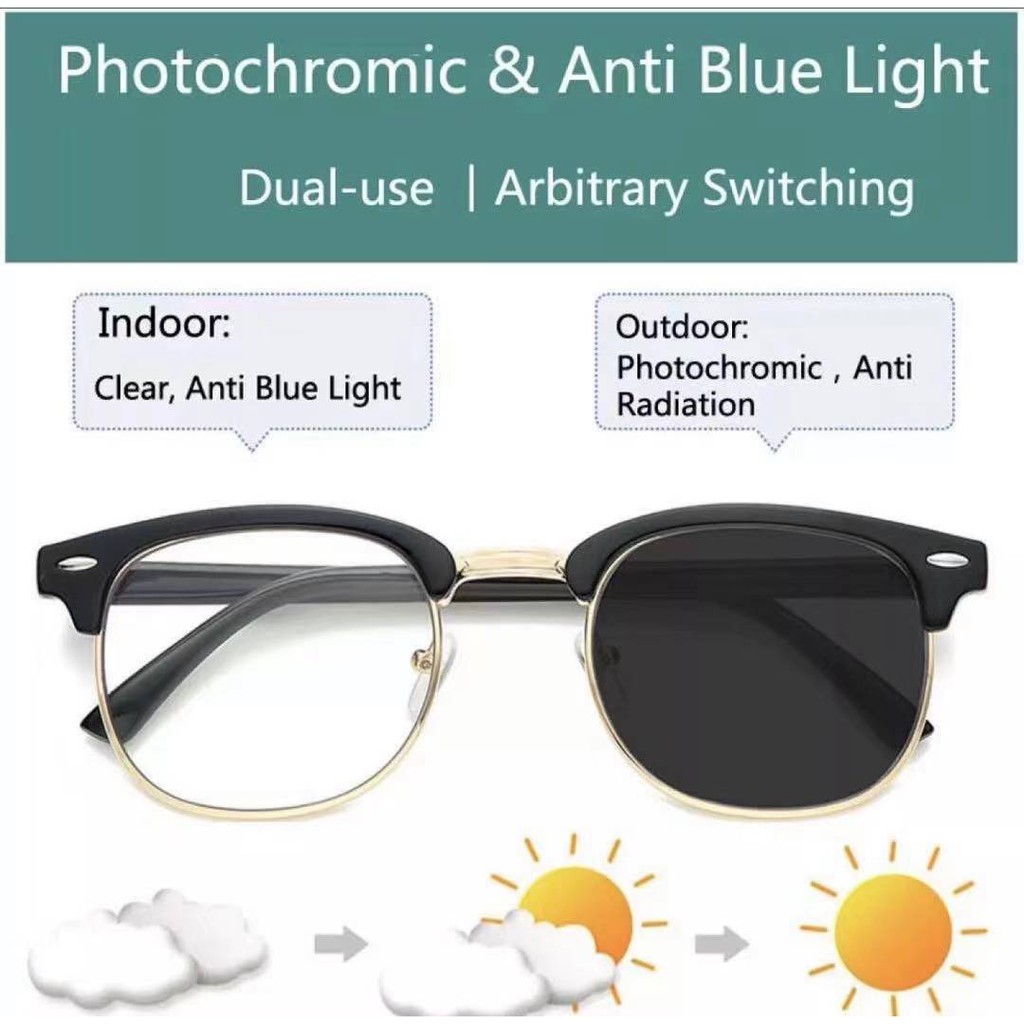 Photochromic anti blue light hot sale glasses