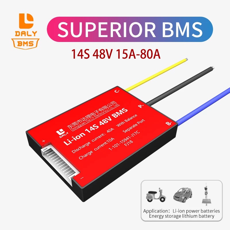 14S 48V Daly 18650 BMS 15A 20A 30A 40A 50A 60A 80A 18650 Li-ion Lithium ...