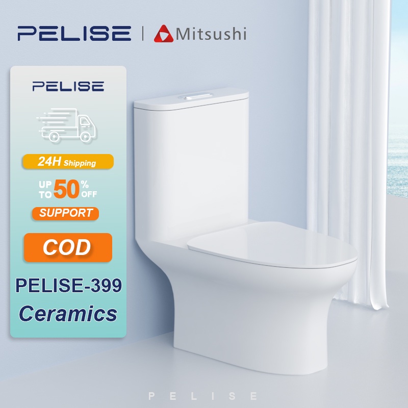 Pelise Ceramic Water Saving Toilet Bowl Set with Seat Cover and Flush