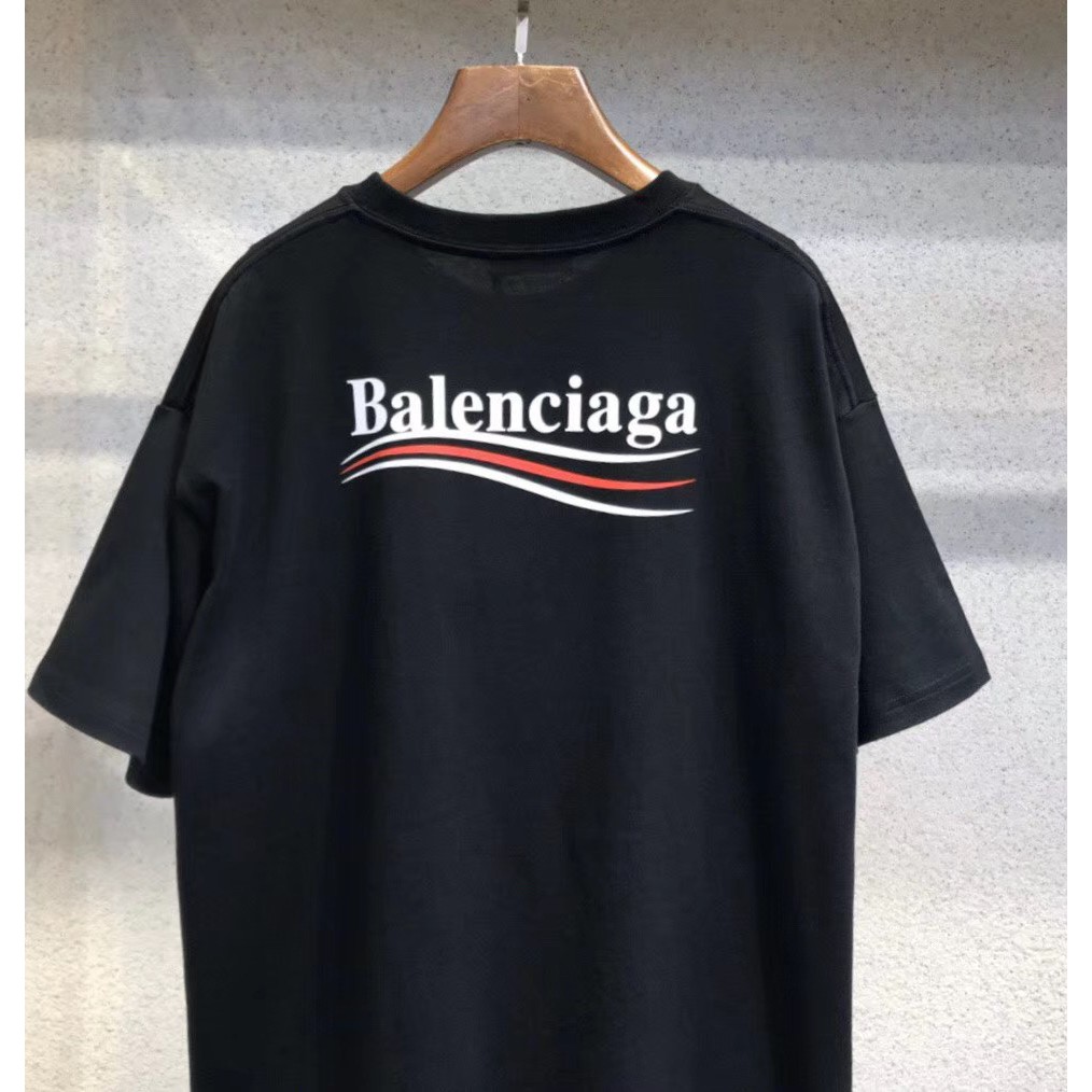 Balenciagas Shijia Coke wave letter short-sleeved male logo classic ...