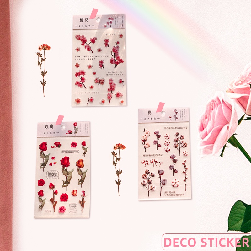 Japanese Transparent Flowers Series PET Deco Washi Stickers | Shopee ...
