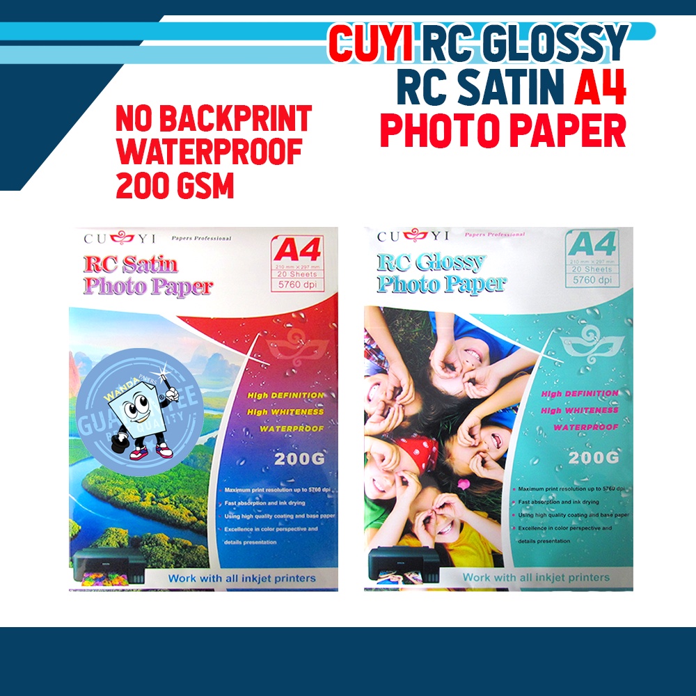 Cuyi Premium resin coated rc satin glossy photo paper 200GSM for Inkjet