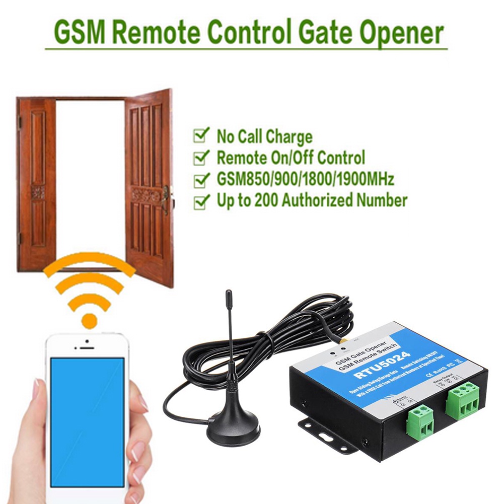 Gate Relay Switches GSM Wireless Doors Access RTU5024 850/900/1800/1900MHz Opener for Household