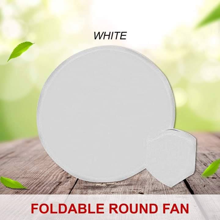 Blank Printable White Foldable Round Fan with pouch (100pcs) | Shopee ...