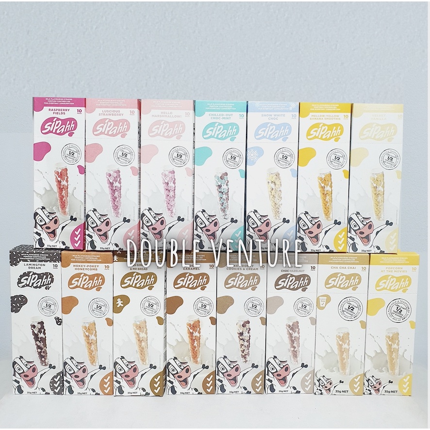 Sipahh Flavored Milk Straws 10pk (Choc Mint, Cookies and Cream, White Choc, Raspberry, Banana