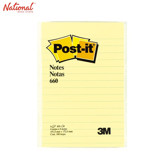 Post-It Sticky Note Ruled Yellow 100S 4X6In #660 National Book Store ...