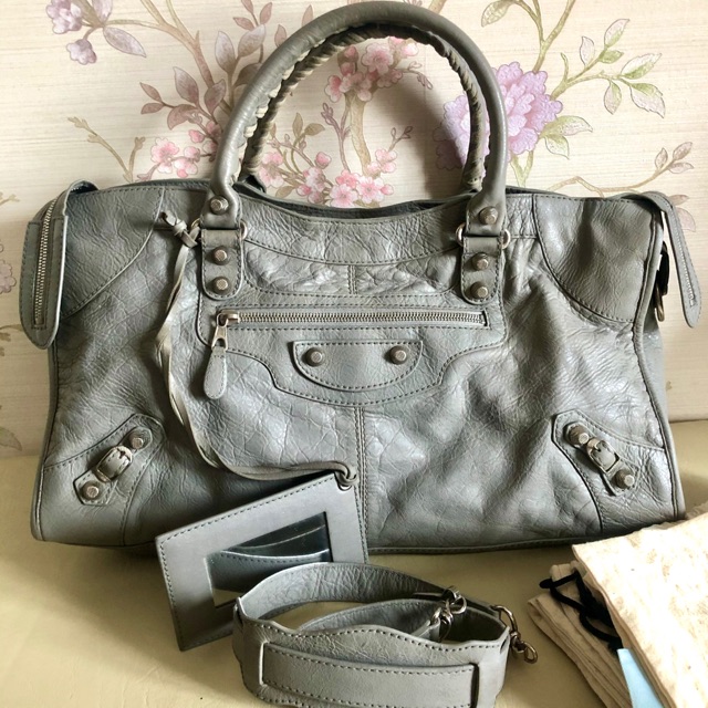 Balenciaga Gray City Bag Silver Hardware Shopee Philippines