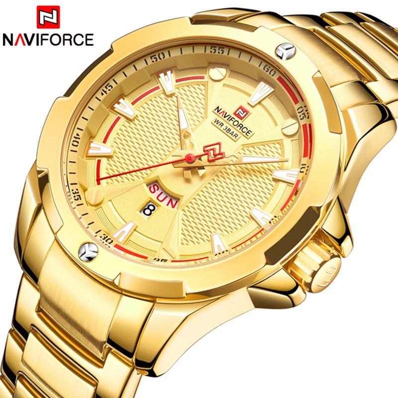 Ready Stock NAVIFORCE Luxury Brand Men s Fashion Quartz Watch Men s Casual Business Gold Watch