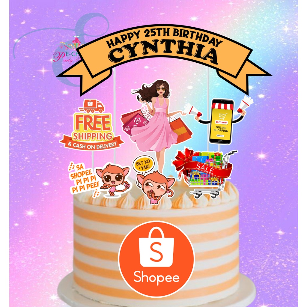 Shopee Online Shopping Addict Theme Cake Topper Shopee Philippines