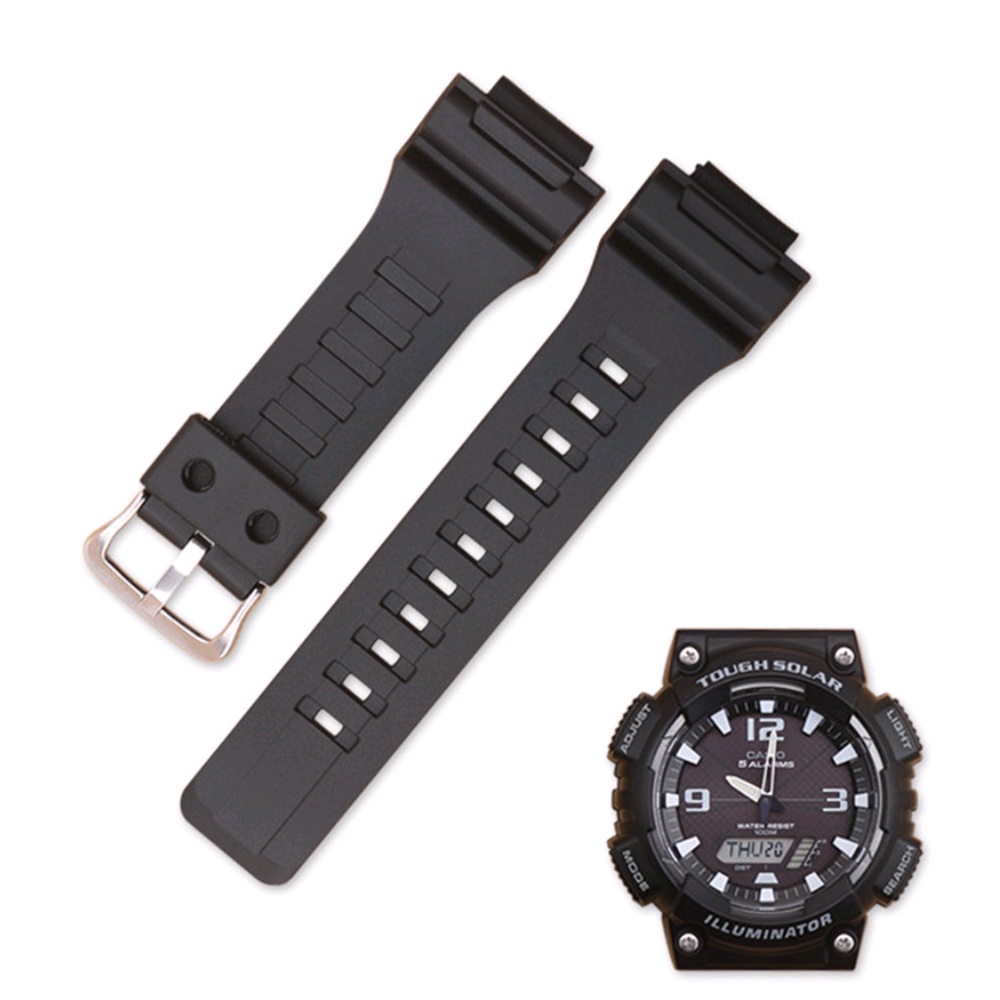 Cinturino Di Ricambio In Resina PU Nera Per Orologi Casio SGW-300H, SGW-400H E Modelli Simili - Senza Logo, Fibbia In Acciaio