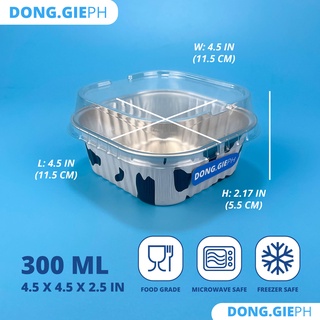 [25 PCS] 300 ML Small Mini Square Aluminum Pan with Plastic Lids