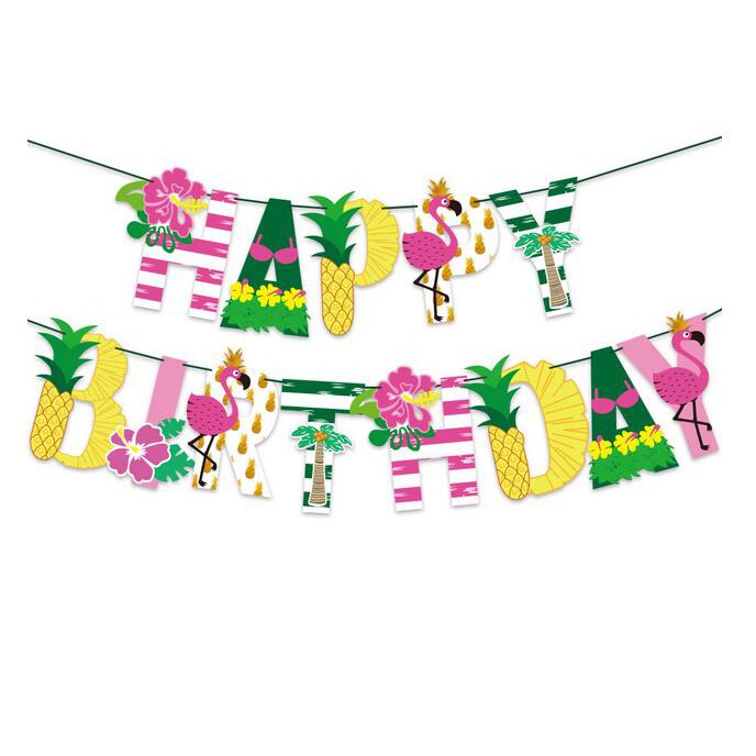 Hawaiian happy Birthday Party Banner Decorations tropical party Banner ...