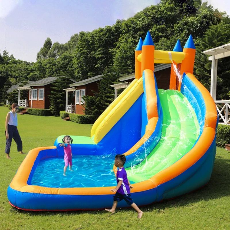 [COD] 63009 Inflatable water slide pool playground castle | Shopee ...