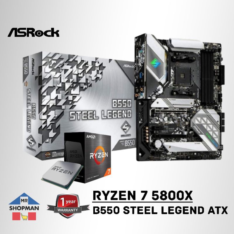 AMD Ryzen 7 5800X Processor w/ Asrock B550 Steel Legend Motherboard