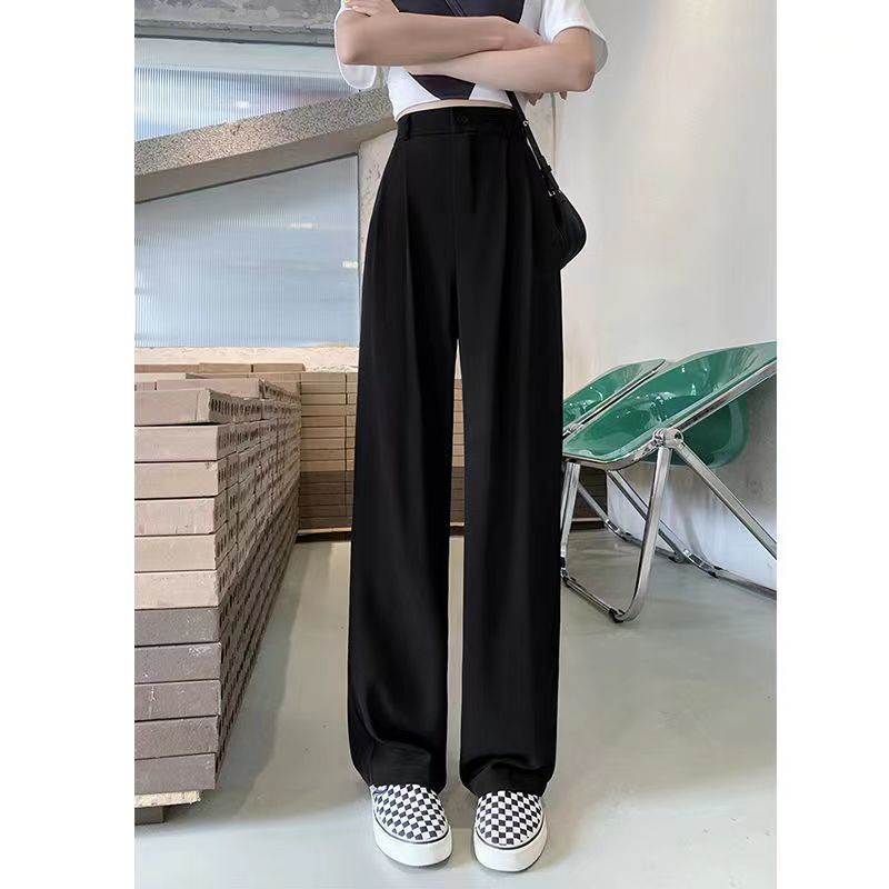 (Free Gift) Korean Style Women's Wide-Leg Pants Loose Slimming High ...