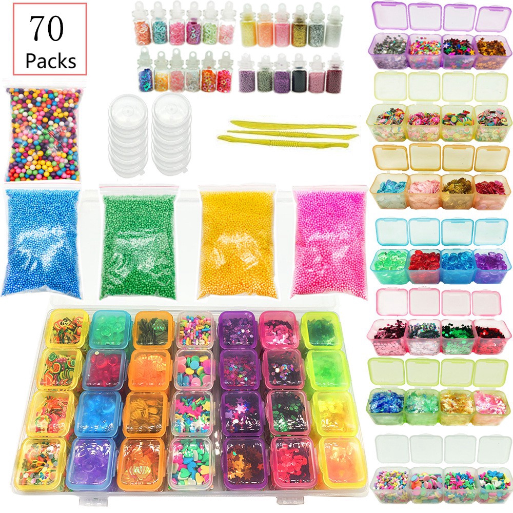 70 Packs DIY Slime Making Set Foam Ball Granules Slime Accessories ...