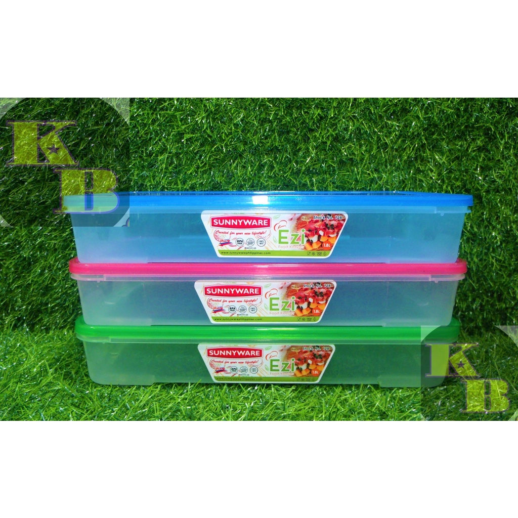 Sunnyware #728 (3pcs)(1.8L) Rectangular Ezi Food Keeper (Random Color ...