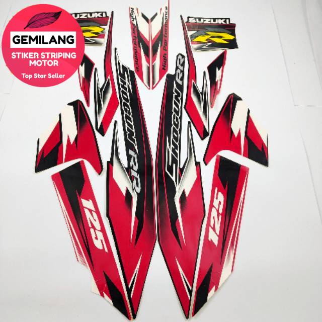 MERAH HITAM Striping Decal Polet Sticker suzuki shogun rr 125 2008 ...