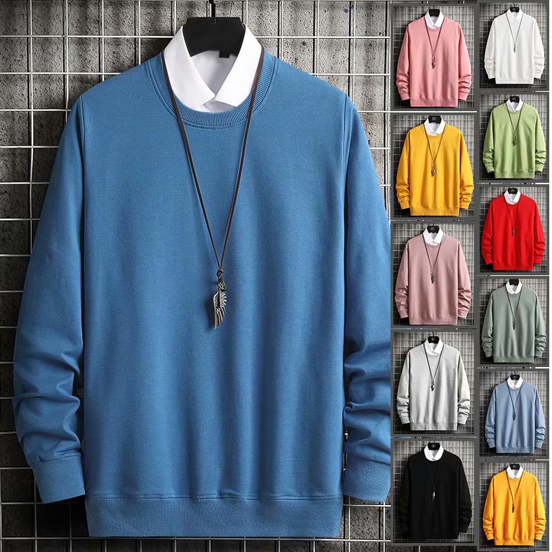 【8 color】High Quality Unisex Crew Neck Plain Sweater (M-3XL) T-shirt ...