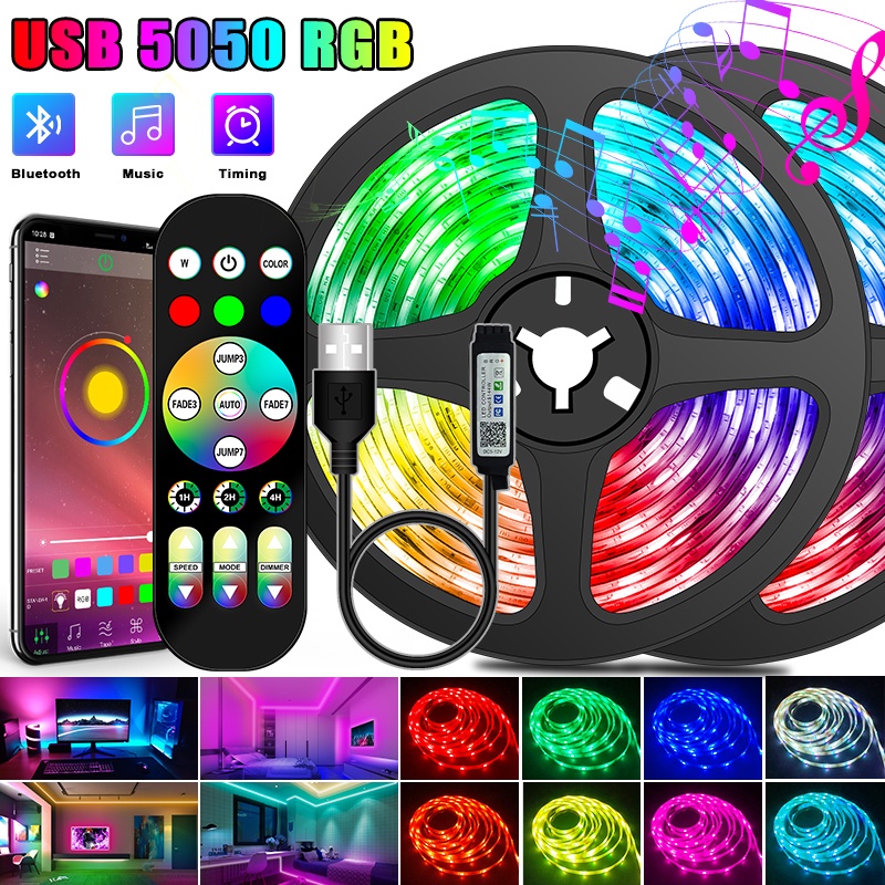 5050 LED Strip Lights Bluetooth USB SMD 5V RGB LED Lamp Ribbon Flexible ...