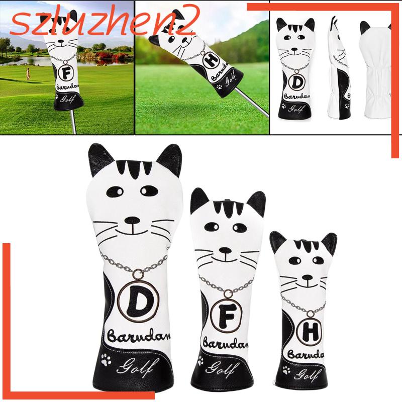 3 Pieces Golf Club Headcovers Set Waterproof for Woods Hybrids