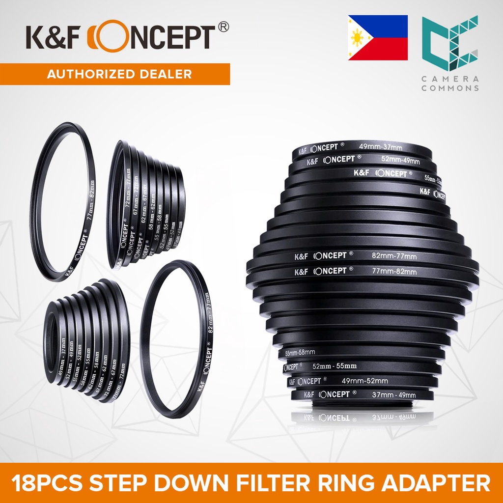 Kandf Concept 18pcs Camera Lens Filter Ring Adapter Metal Kit 9pcs Step