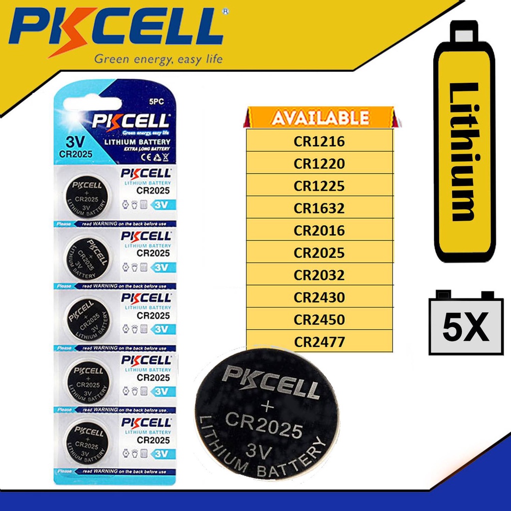 PKCELL Button Batteries (CR1216/1225 /2477/2450 /2430/1632 /1620 /1220 ...
