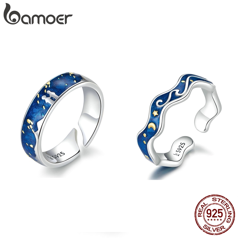 BAMOER Van Gogh Starry And Meteor Shower Adjustable Ring SCR608