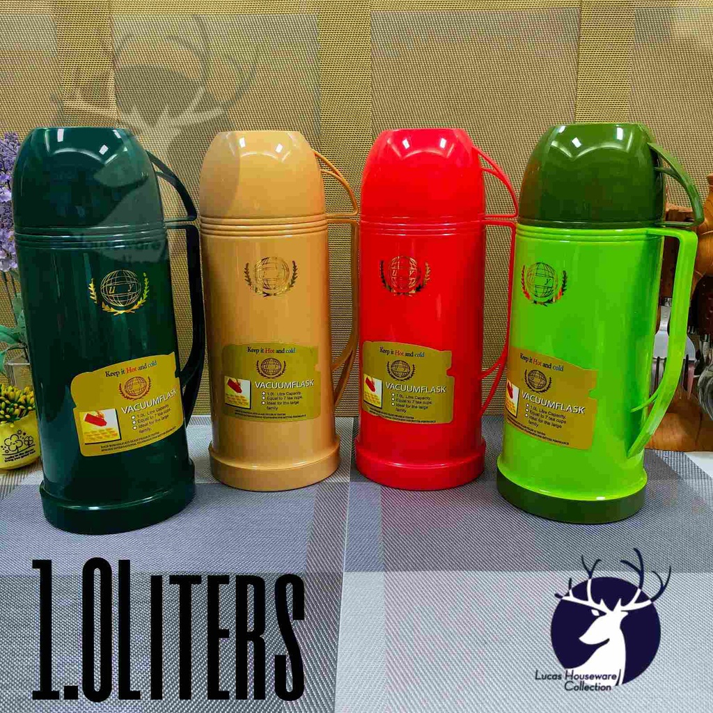 PLASTIC THERMOS POT / PLASTIC VACUUM FLASK DOUBLE CUPS / FULLY