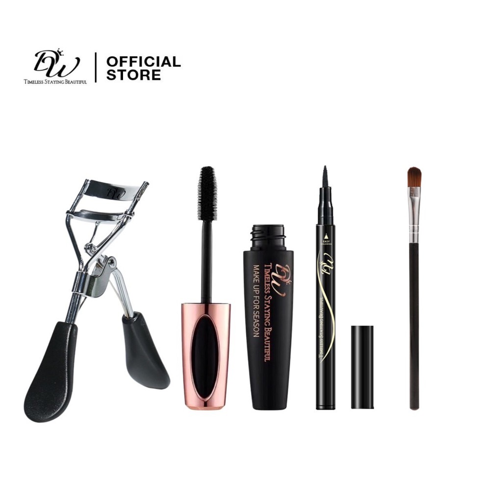 DW Make Up Set Eyelash Curler + Mascara + Eyeliner + Eyeshadow Brush